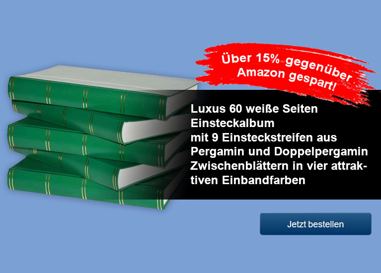 Luxus 60 wei�e Seiten Einsteckalbum mit 9 Einsteckstreifen aus Pergamin und Doppelpergamin Zwischenbl�ttern in vier attraktiven Einbandfarben