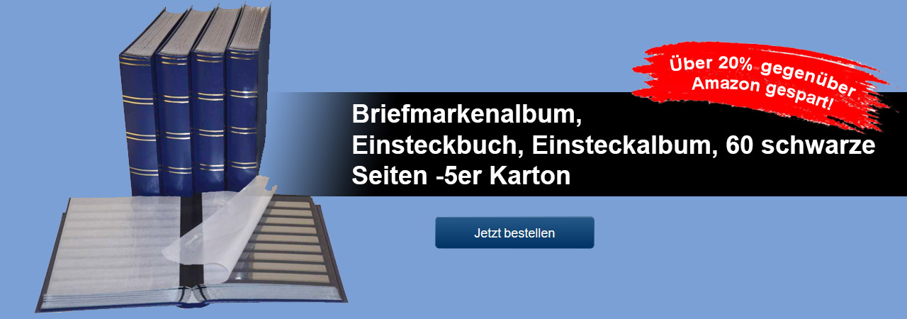 Briefmarkenalbum, Einsteckbuch, Einsteckalbum, 60 schwarze Seiten - 5er Karton