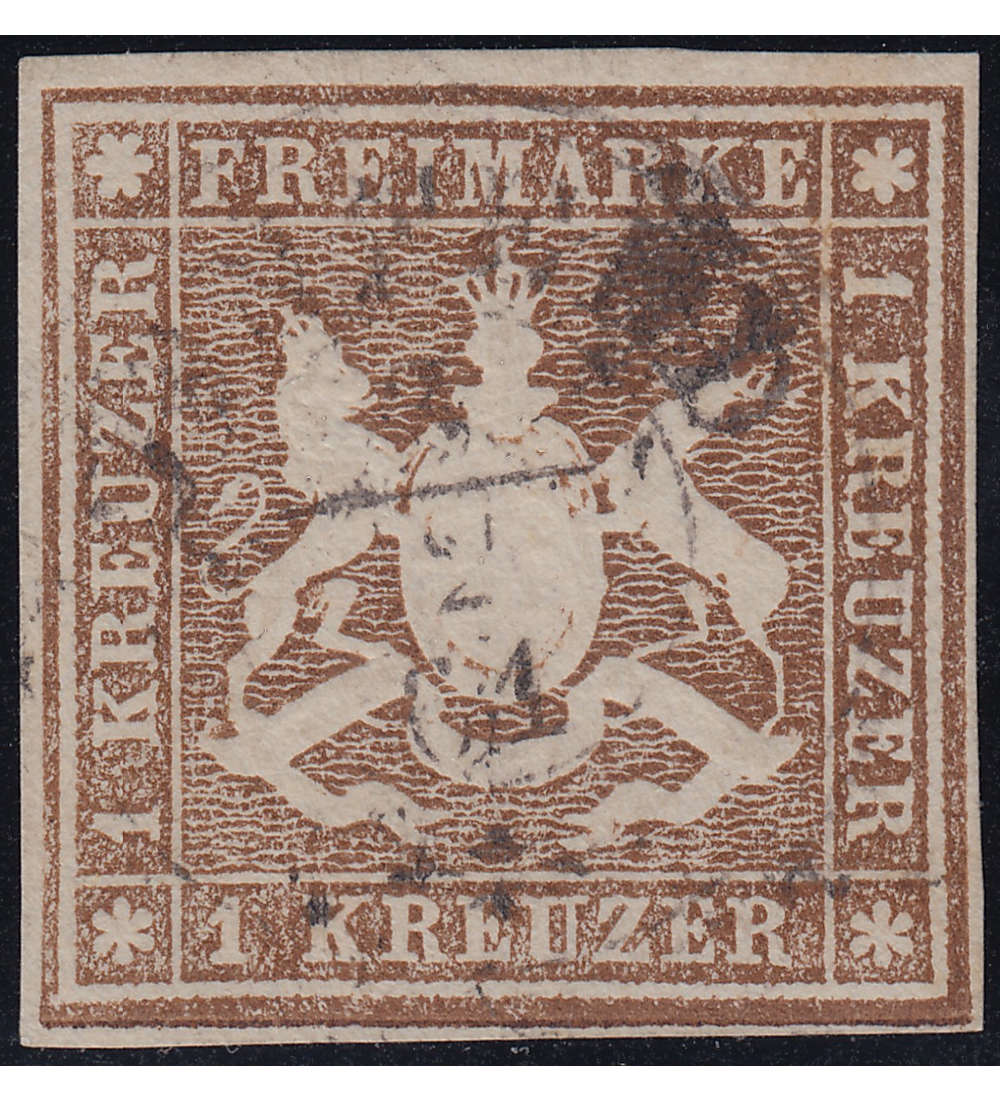   Wrttemberg Nr. 6 c gestempelt geprft