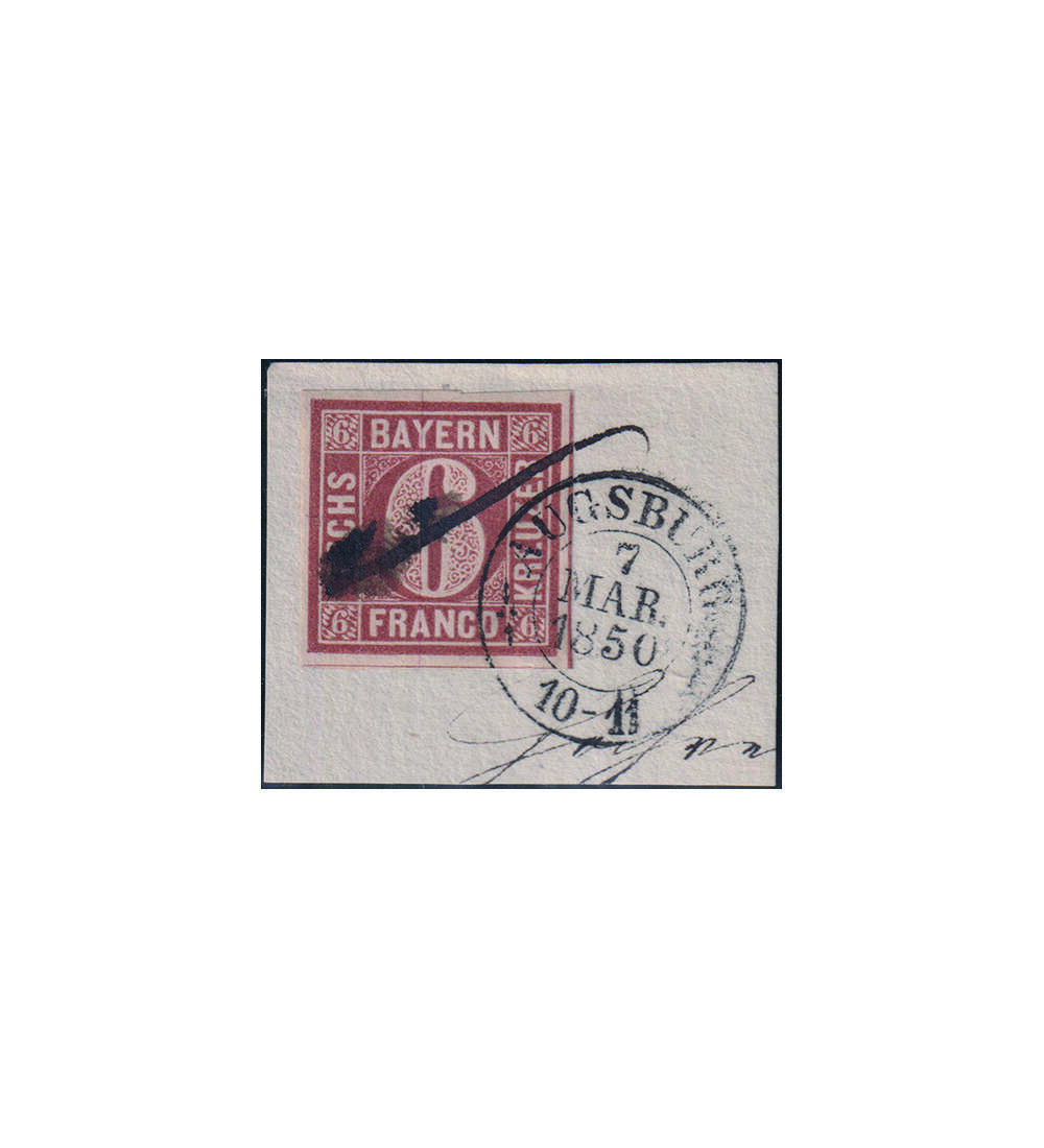 Bayern Nr. 4 I  Mit Federzug und Zweikreisstempel auf Briefstck. Michelwert: 200,-!