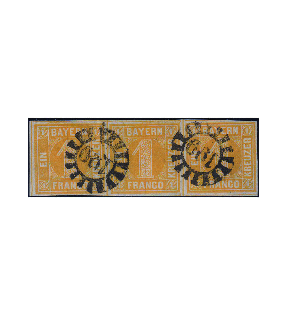 Bayern Nr. 8 I Waagerechter Dreierstreifen gestempelt