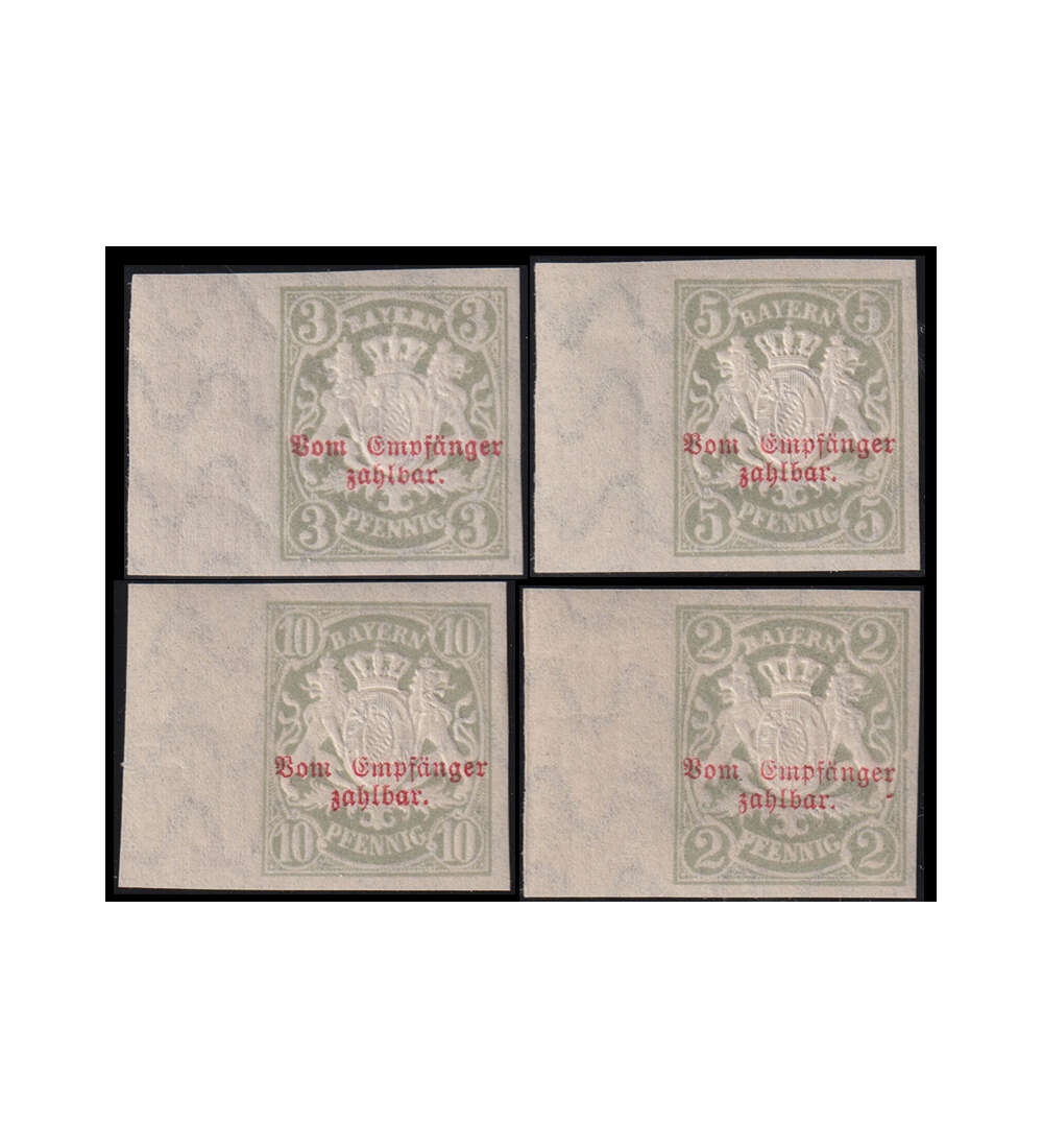 Bayern Porto Nr. 10 y U - 13 y U postfrisch  mit Seitenrand geprft