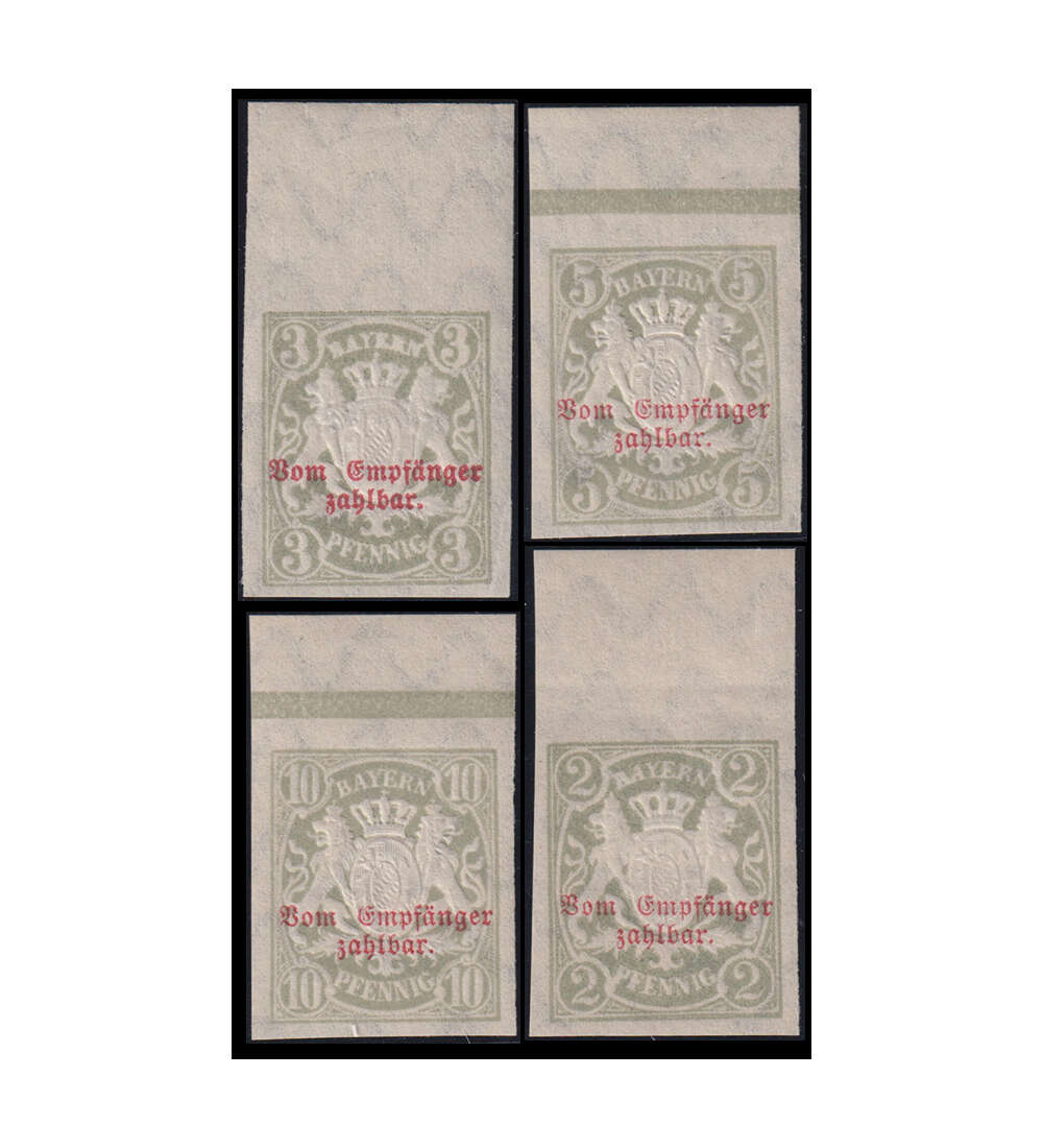 Bayern Porto Nr. 10 y U - 13 y U postfrisch  mit Oberrand geprft