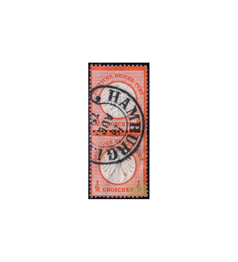 Dt. Reich Nr. 14 senkrechtes Paar mit Hufeisenstempel von Hamburg I. A.