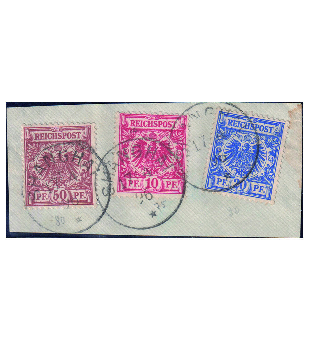 Dt. Post in China gestempelt 3 Vorl�ufer  auf Abschnitt