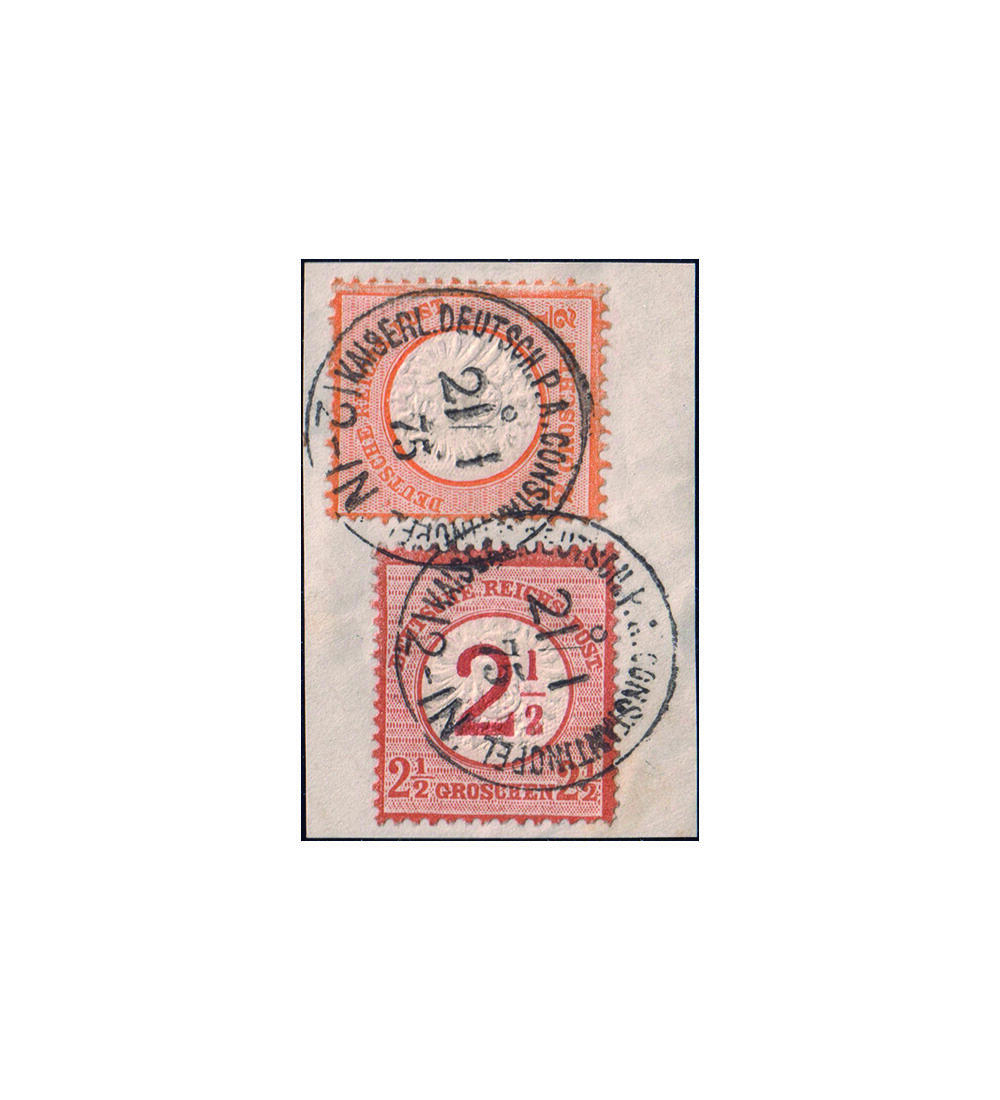 Dt. Post in der T�rkei Nr. V 18 und V 29  gestempelt auf Abschnitt