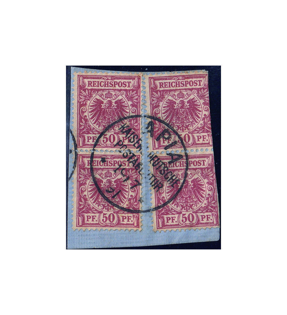 Samoa Nr. V 50 d  senkrechtes Paar gestempelt auf Abschnitt, gepr�ft