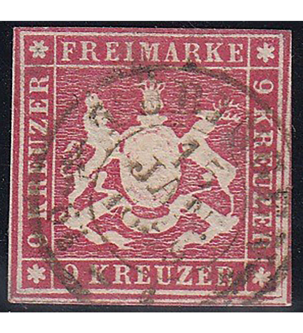 Wrttemberg Nr. 9 a gestempelt geprft