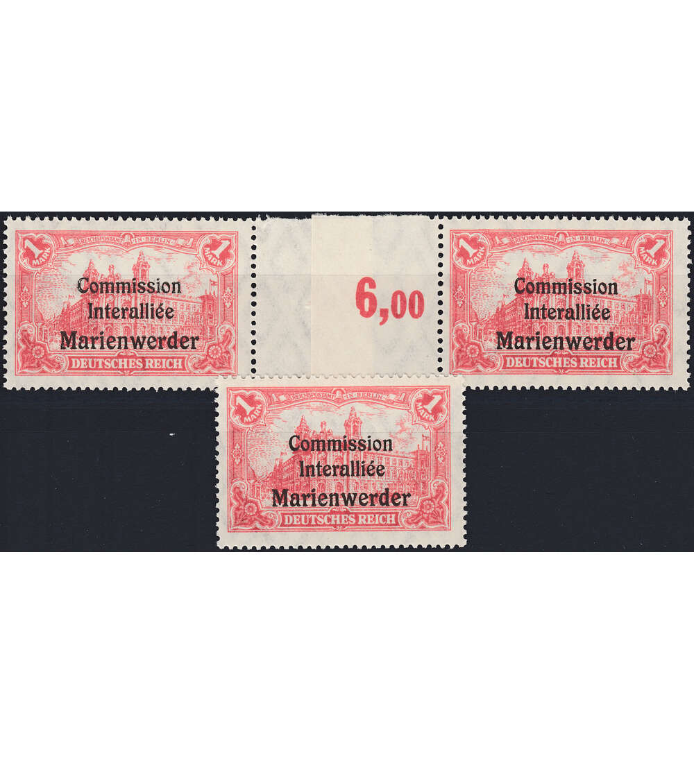 Marienwerder Nr. 26 I, 26 II   und 26 III postfrisch