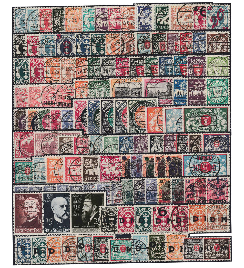 Danzig gestempelte Partie etwa 130 Marken