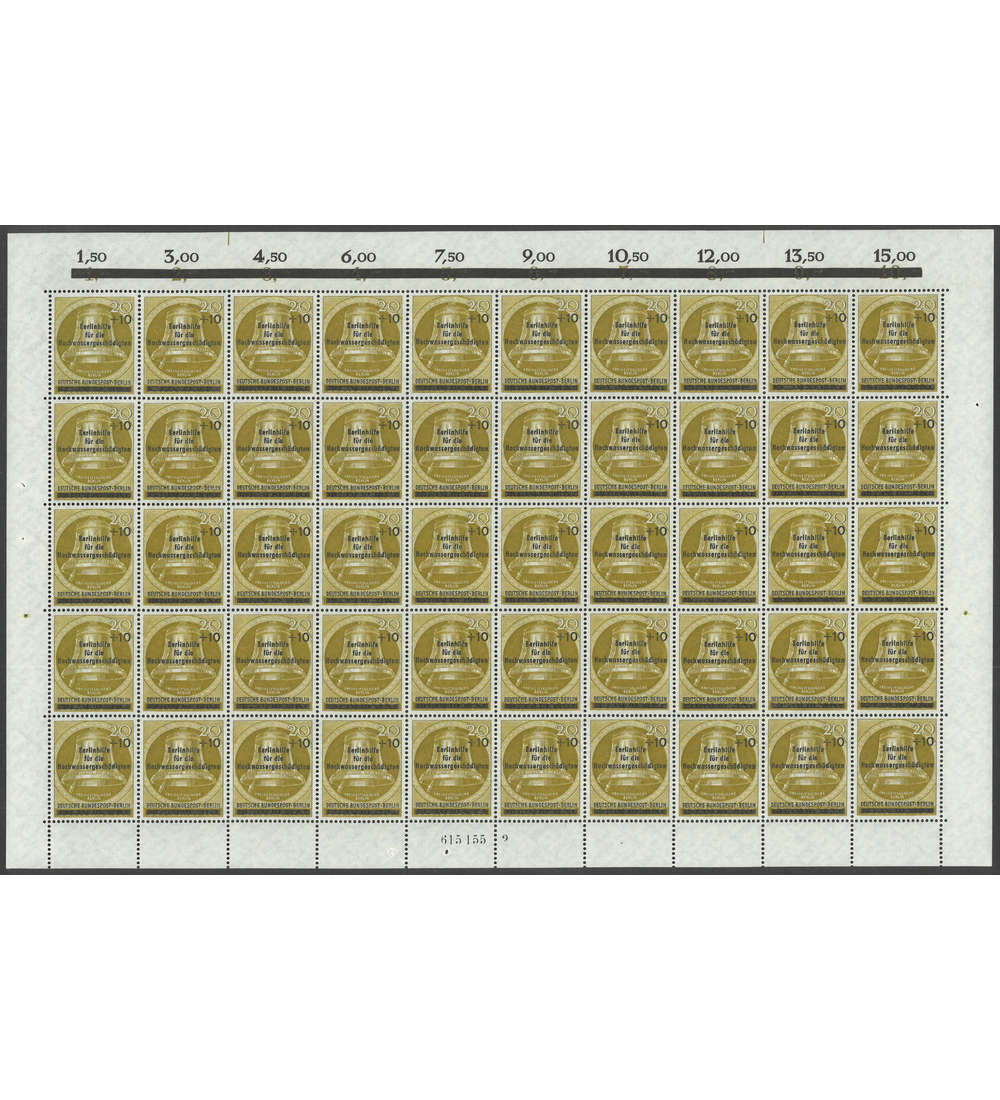 Berlin Nr. 155 postfrisch ** Kompletter Bogen mit Plattenfehler und HAN