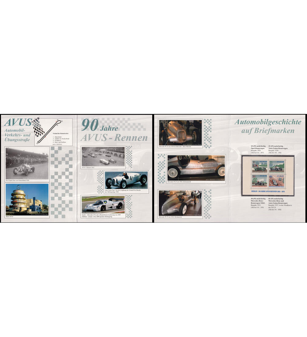 Klappfolder Avus mit postfrischer Avus Blockausgabe