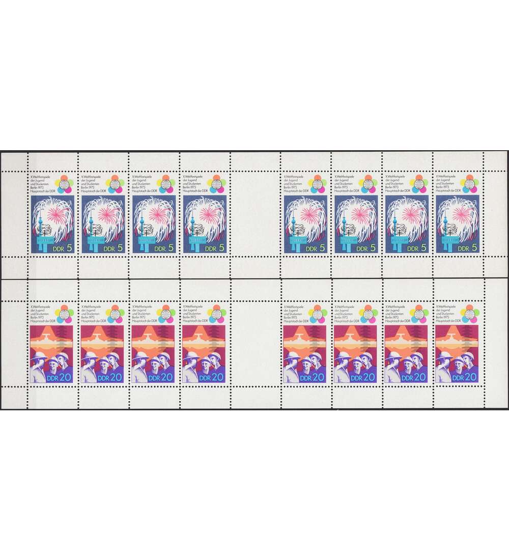 DDR Markenheftchenbogen A16/A17 postfrisch ** Weltfestspiele 1973