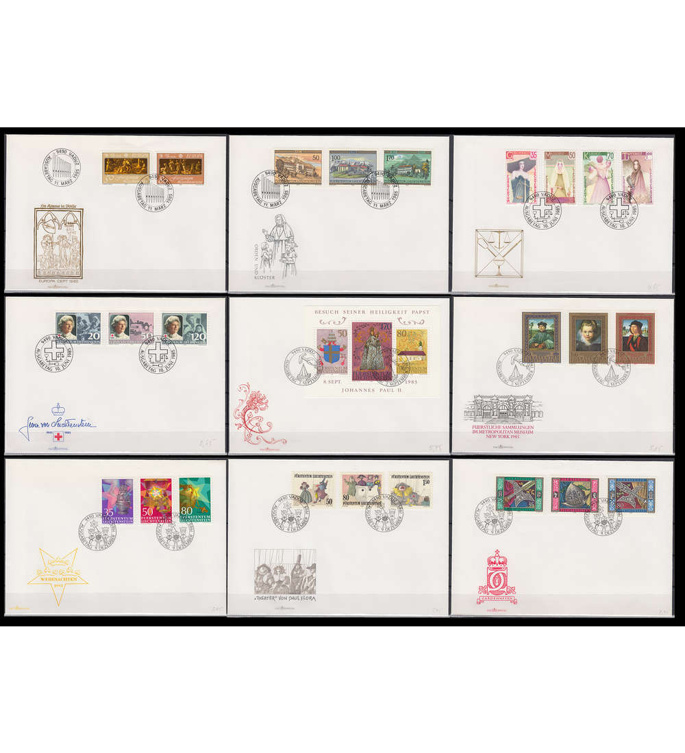 Liechtenstein 1985 FDC Ersttagsbriefe ohne Block 12
