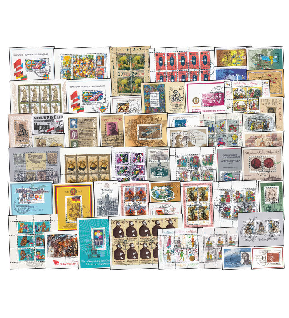 DDR 50 Blocks und Kleinbogen gestempelt