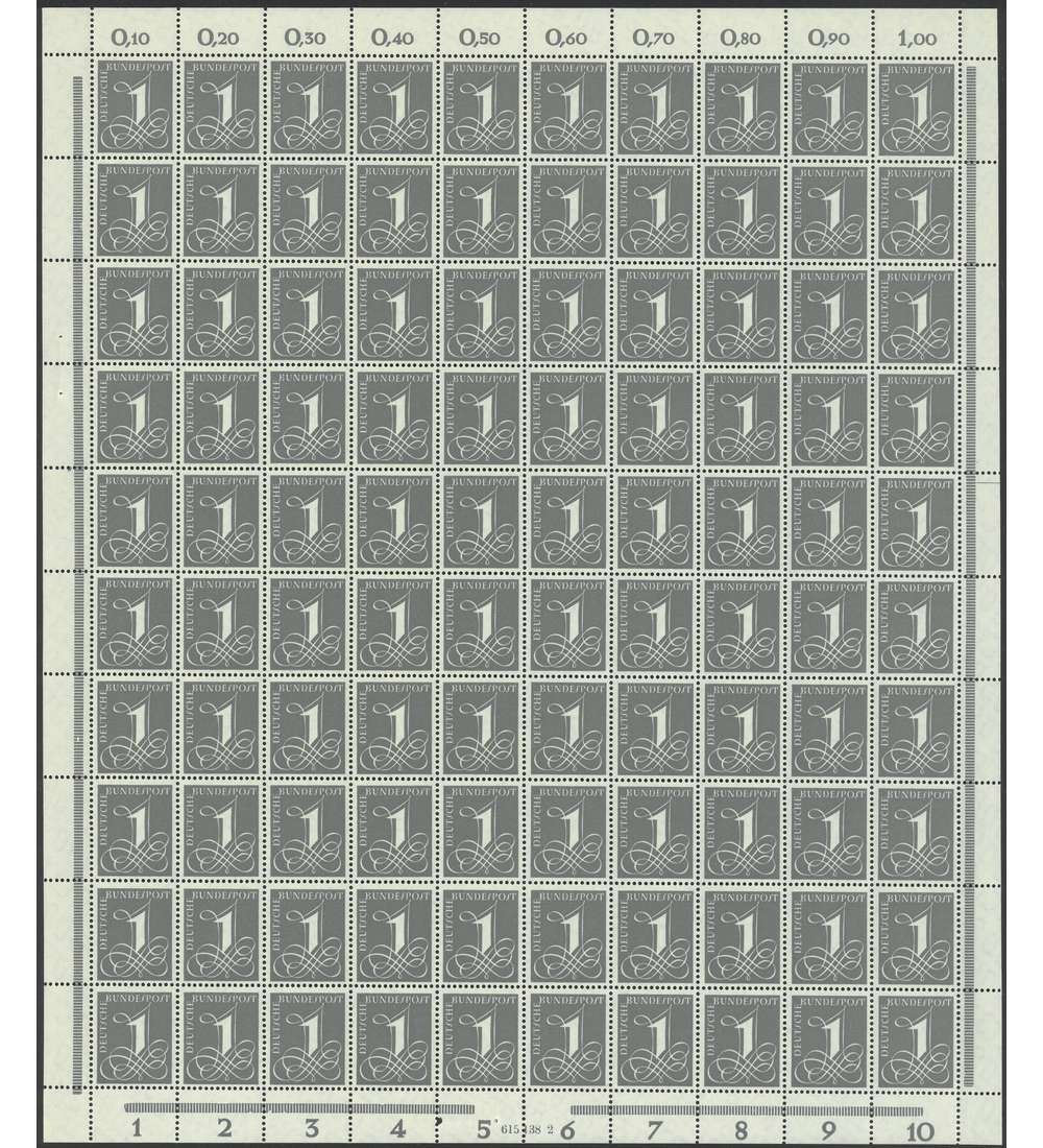 BRD Bund Nr. 226y postfrisch ** Komplettbogen mit HAN 615 138