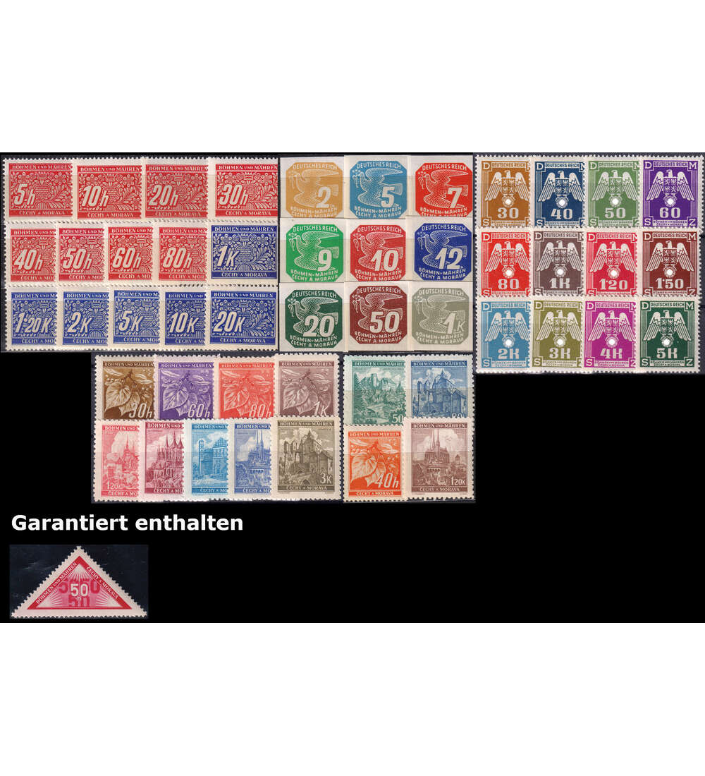 Bhmen und Mhren postfrische Komplettstze mit Portomarken 1 - 15