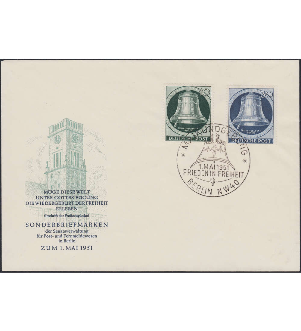 Berlin Nr. 76/78 FDC           Glocke Klppel links
