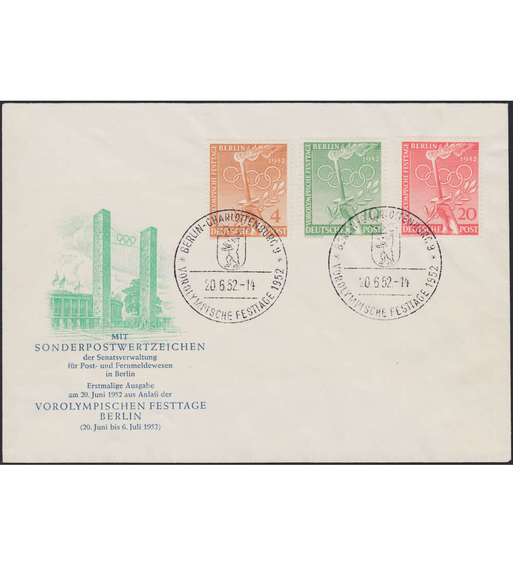 Berlin Nr. 88-90 FDC           Olympiade 1952
