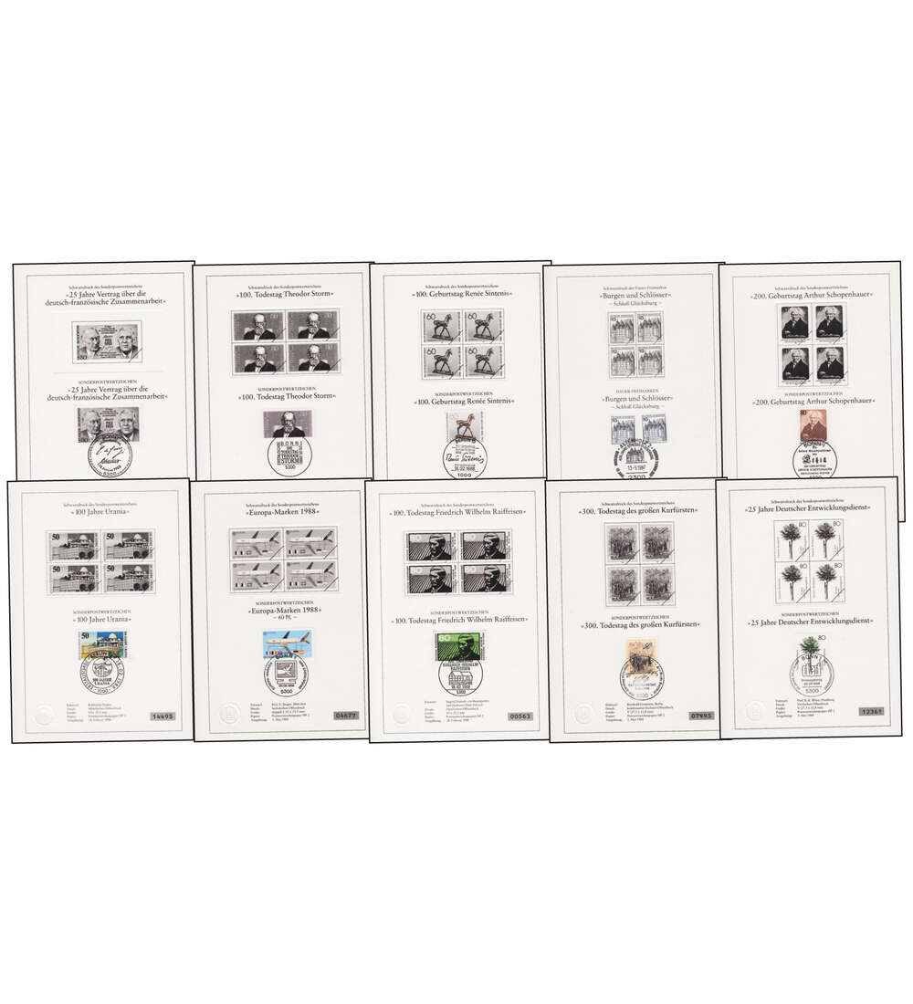 10 verschiedene BRD, Berlin Schwarzdrucke