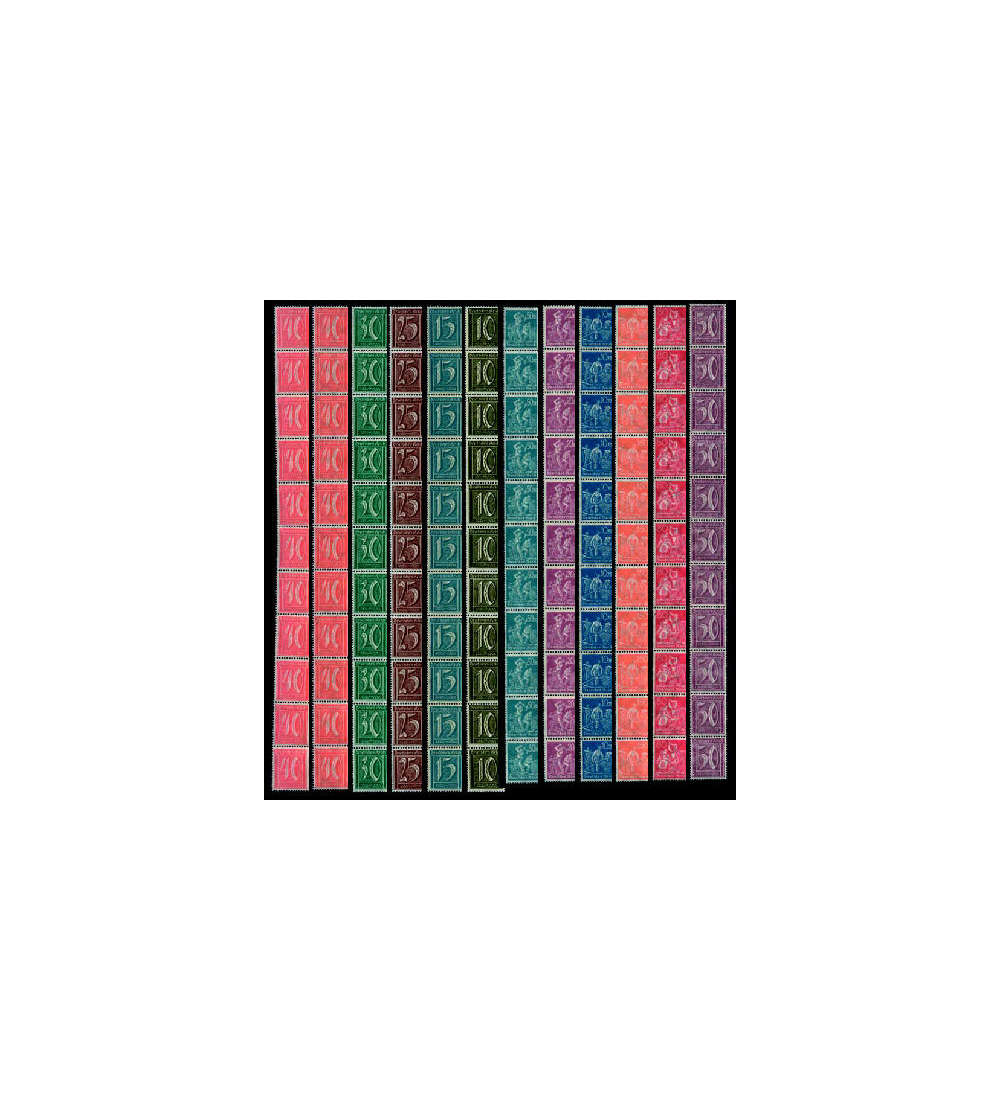 Deutsches Reich 12 verschiedene Elferstreifen Arbeiter/Ziffern