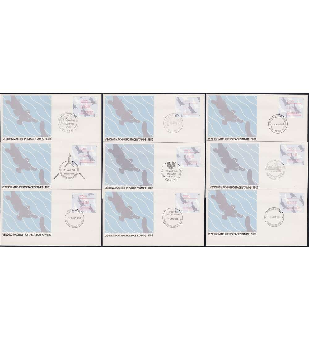 Australien Automatenmarken- Belege 9 verschiedene