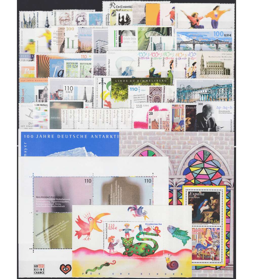 BRD Jahrgang 2001 postfrisch ohne selbstklebende Marken