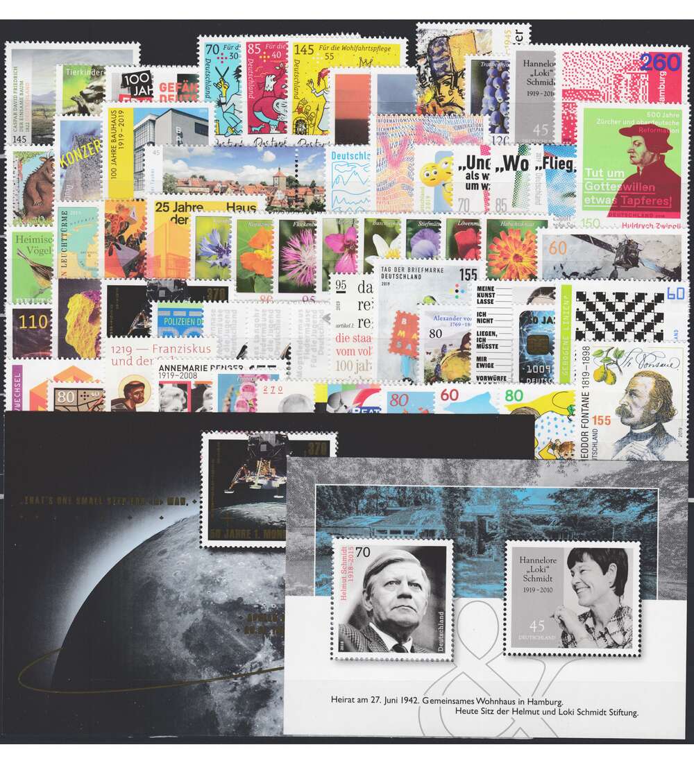 BRD Jahrgang 2019 postfrisch ohne selbstklebende Marken