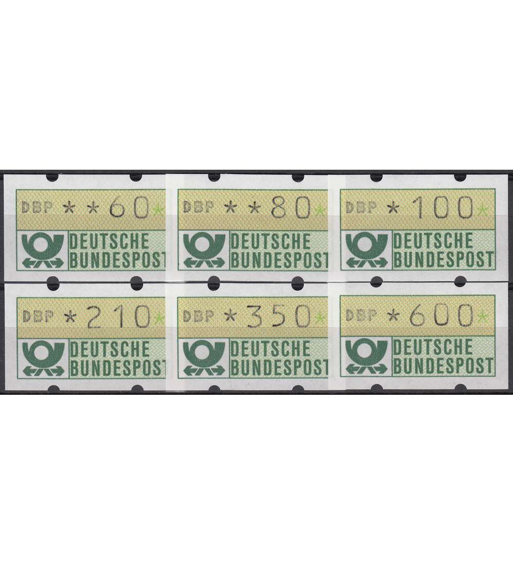 BRD ATM1.2 hv VS8 postfrisch ** mit Nr 60/80/100/210/350/600 Pfg. DBP fett/weier Gummi