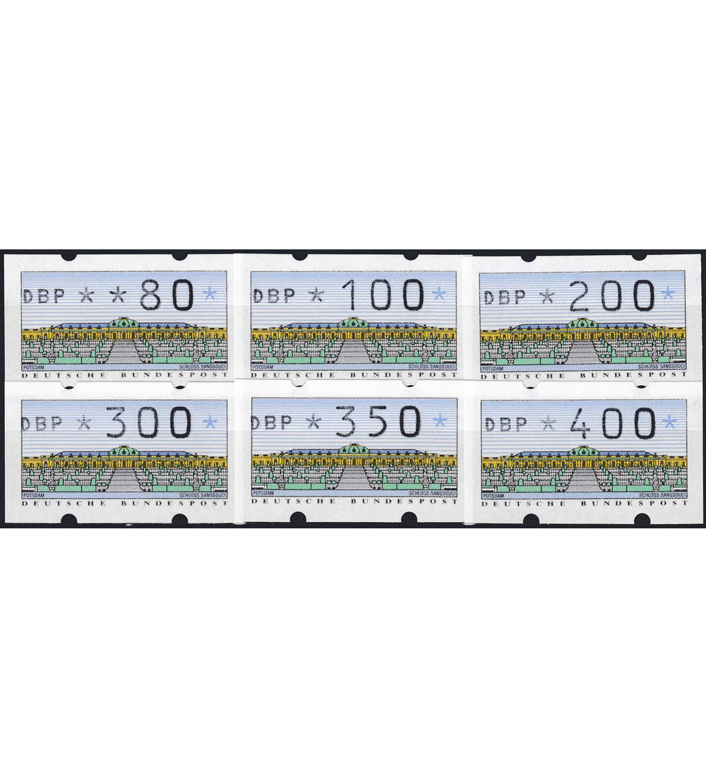 BRD Bund ATM2.1.1 VS1 postfrisch ** mit waagerechter rckseitiger Nr 80/100/200/300/350/400 Pfennig    DBP normal