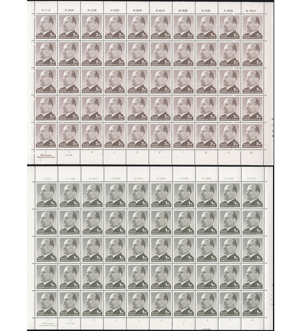 DDR Nr. 1481-1482 postfrisch ** Bogen-Satz Ulbricht 1+2 M