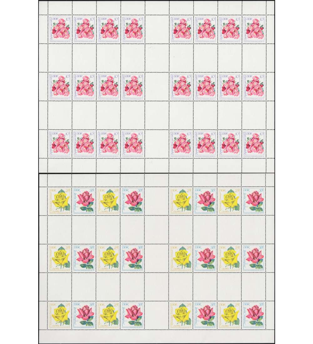 DDR - Markenheftchenbogen Rosen postfrisch ** Nr. MHB 14 A und 15 C