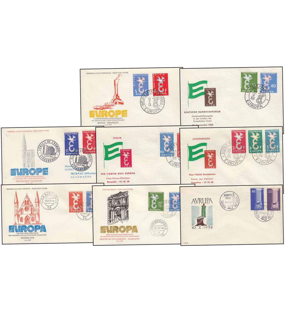Europa CEPT 1958 FDC Ersttagsbriefe