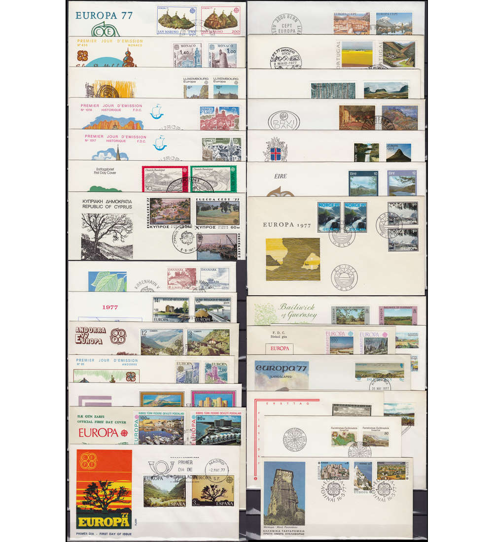 Europa CEPT 1977 FDC Ersttagsbriefe ohne Blocks