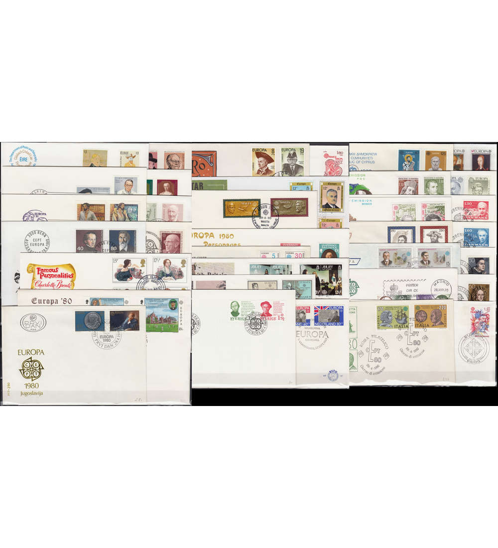 Europa CEPT 1980 FDC Ersttagsbriefe ohne Blocks