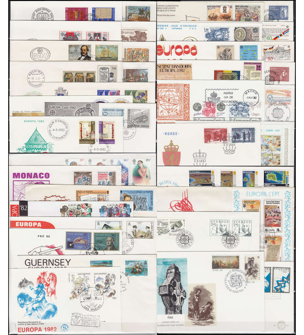Europa CEPT 1982 FDC Ersttagsbriefe ohne Blocks