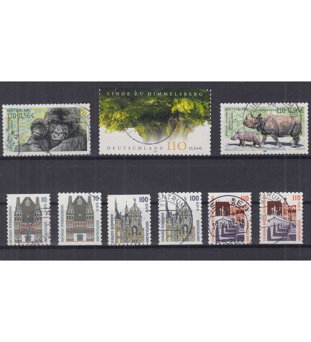BRD Bund Selbstklebende 2001      9 Werte gestempelt