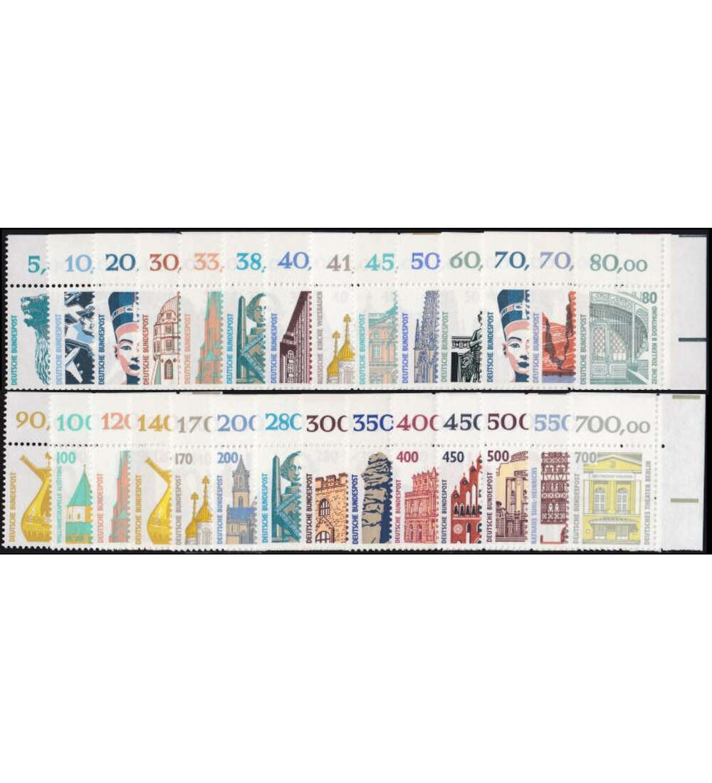 BRD Sehenswrdigkeiten I Ecke oben rechts , 1987 - 1994 28 Werte postfrisch