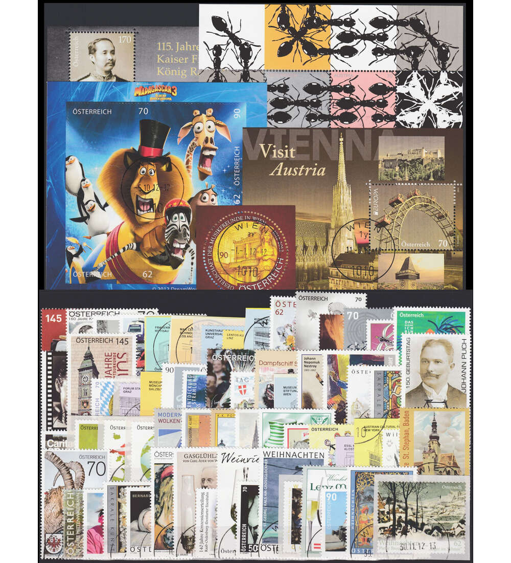 sterreich 2012 gestempelt Nr. 2971-3042 Block 68-72