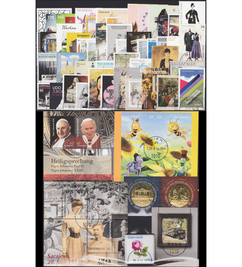 sterreich 2014 gestempelt Nr. 3115-3176 Block 79-83