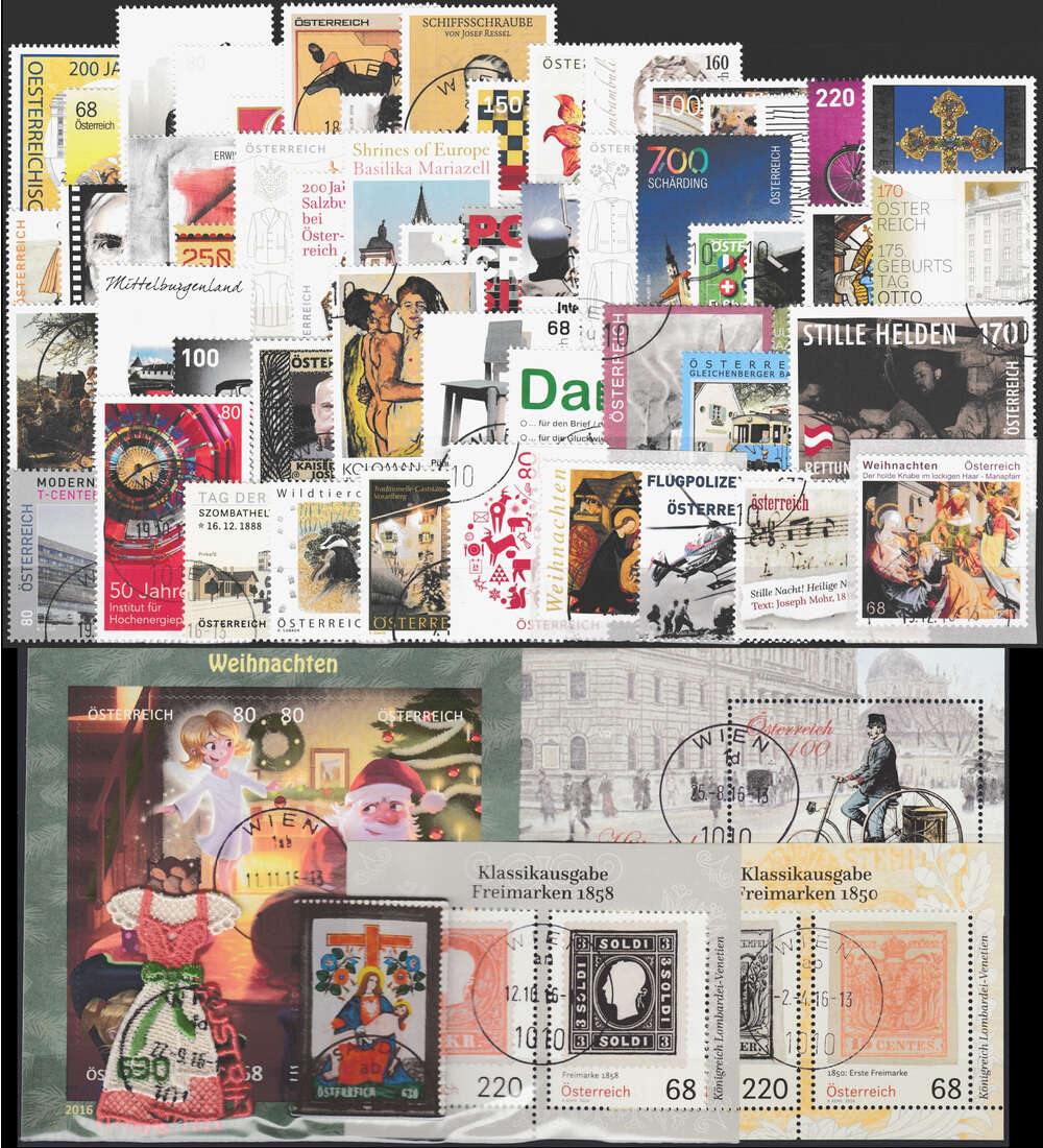 sterreich 2016 gestempelt Nr. 3243-3305 Block 89-92