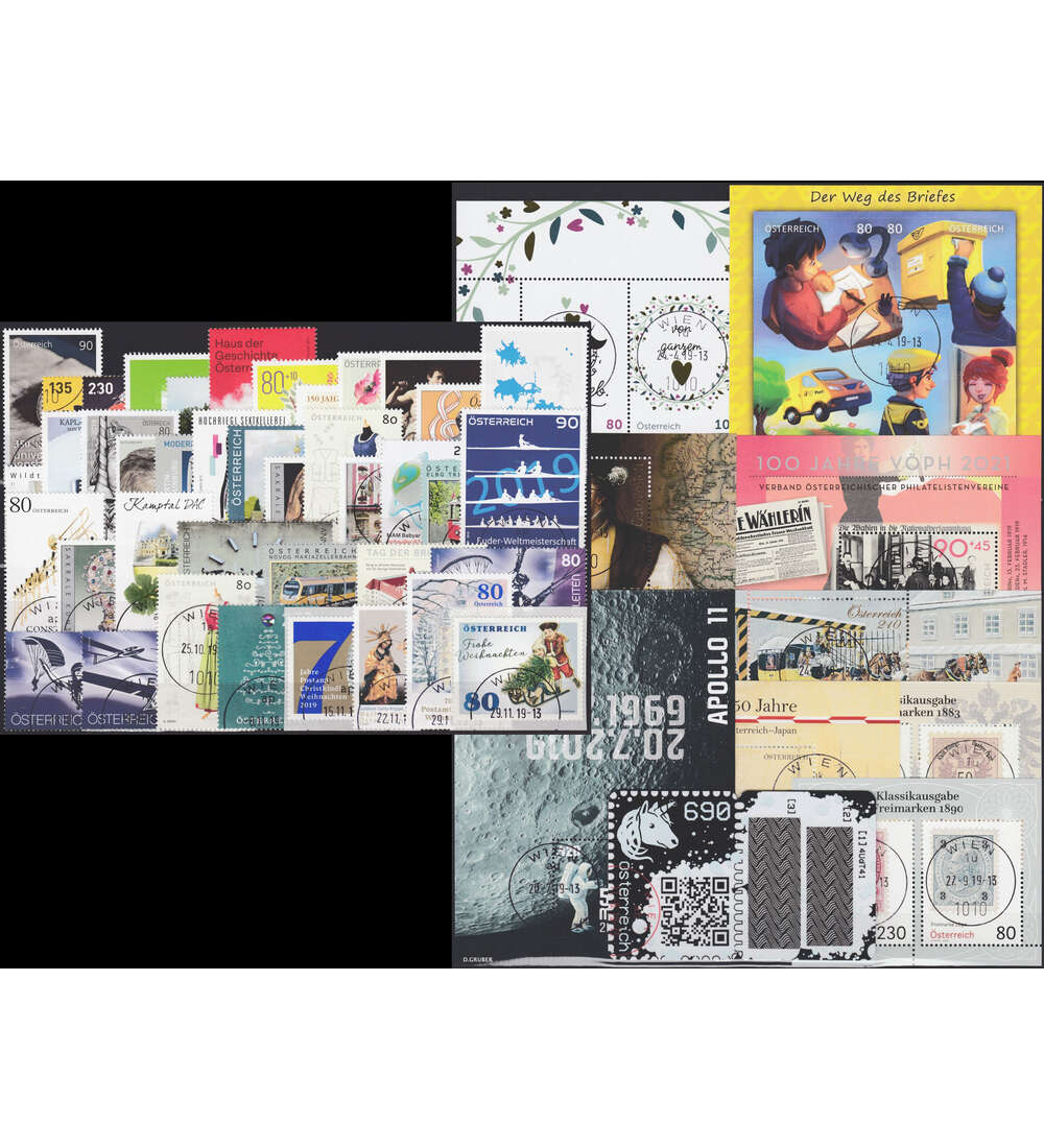 sterreich 2019 gestempelt Nr. 3443-3498 Block 103-111