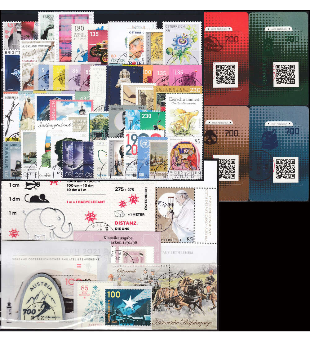sterreich 2020 gestempelt Nr. 3499-3569 Block 112-120 ohne 3546