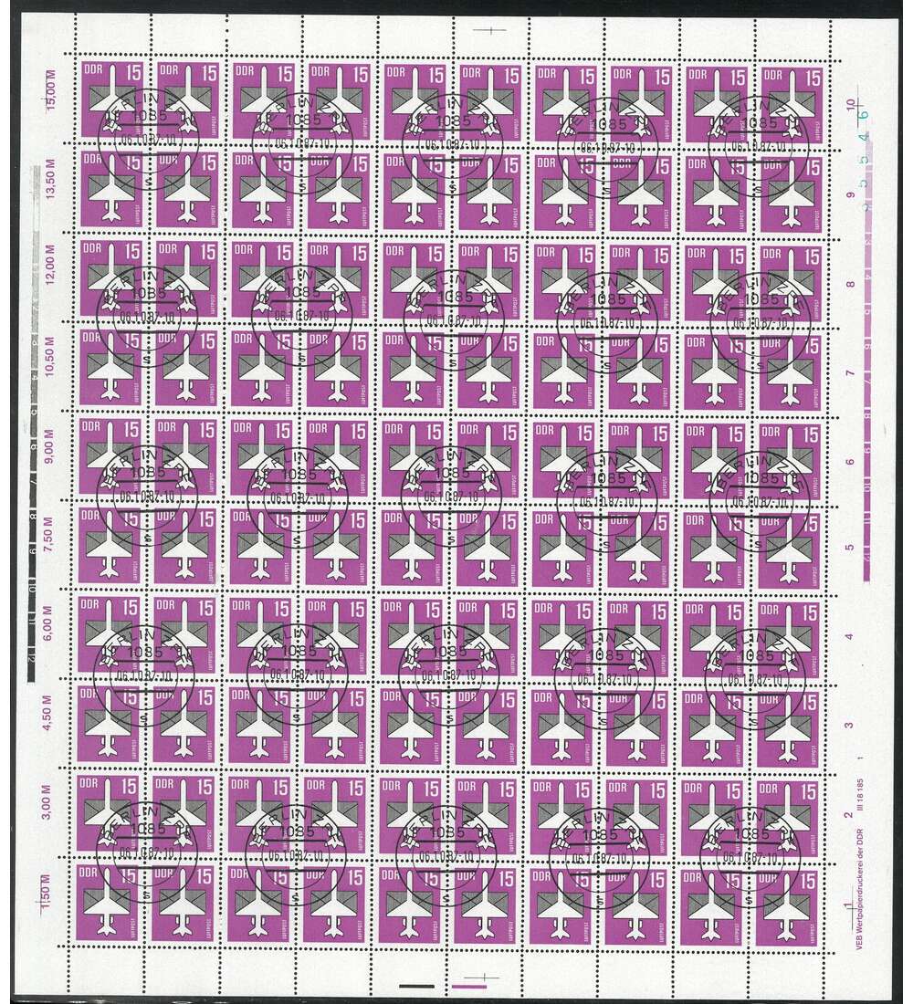 DDR - Bogentasche Nr. 3128 gestempelt Flugpost 1987