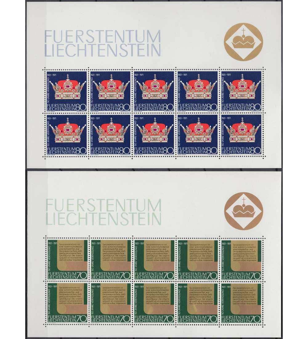 Liechtenstein Nr. 546-547 postfrisch ** Kleinbogen Verfassung
