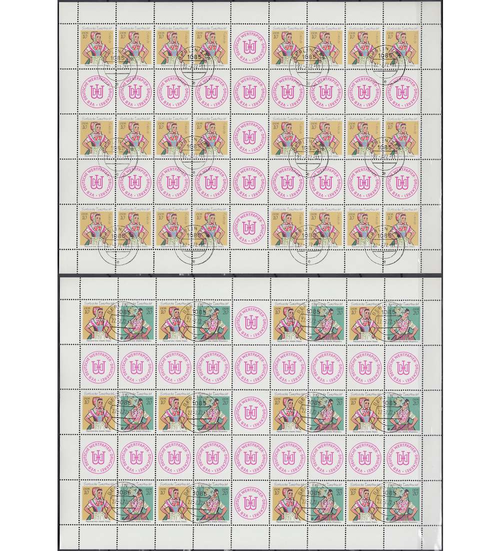 DDR Markenheftchenbogen Nr. 12-13 gestempelt Trachten 1971