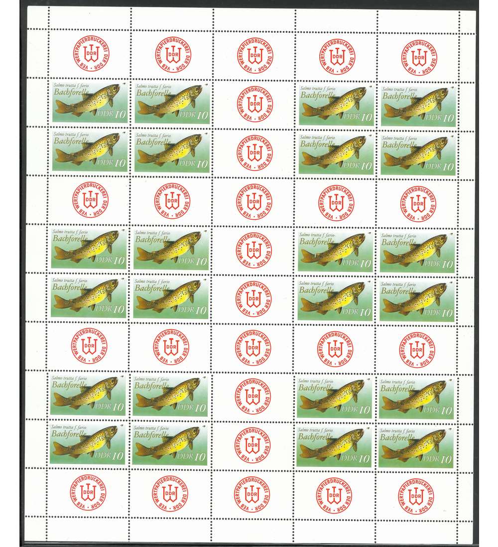 DDR Markenheftchenbogen Nr. 19 postfrisch ** Swasserfische 1988
