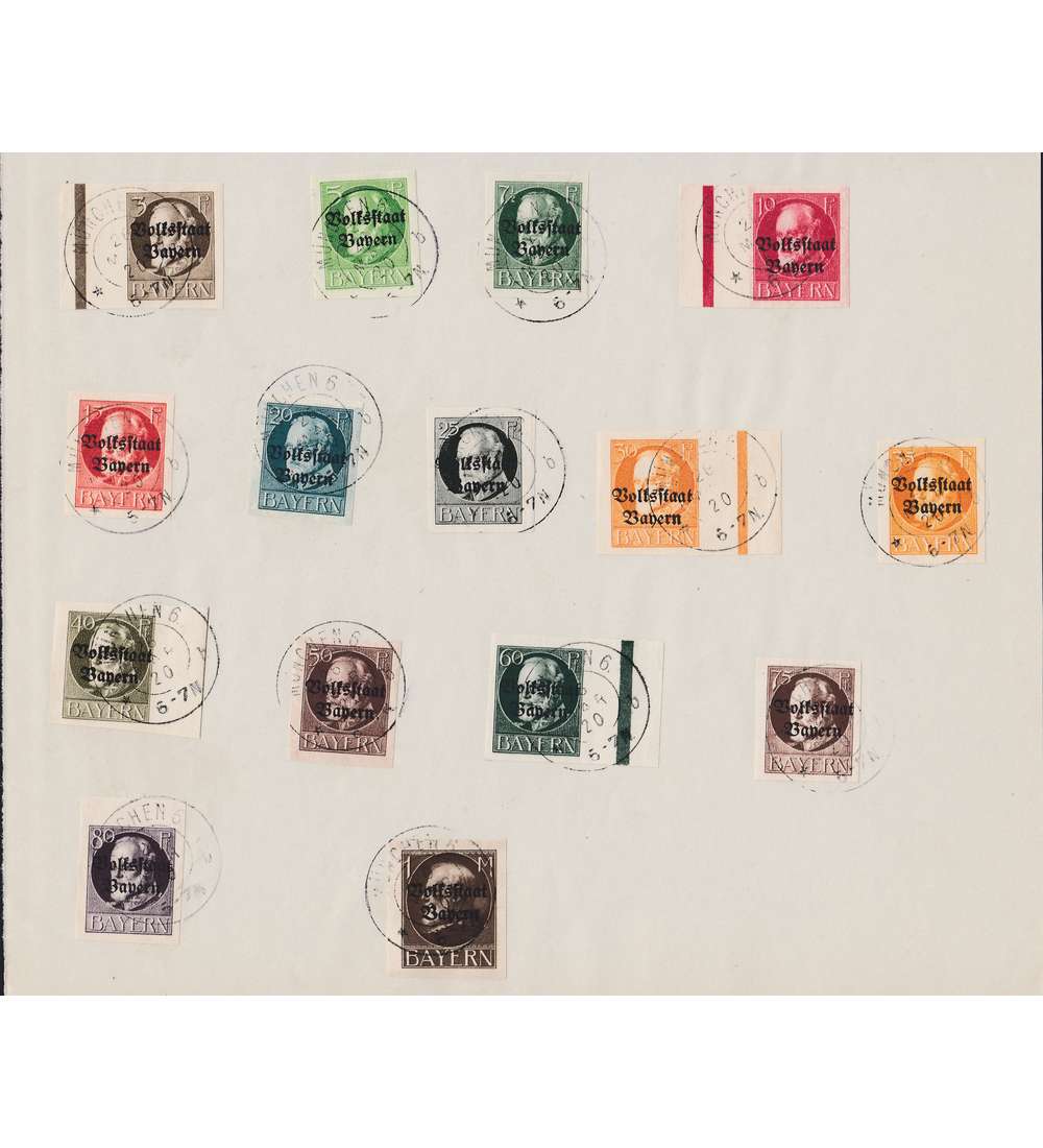 Bayern Nr. 116-128+134-135IIB auf Stempelvorlageblatt