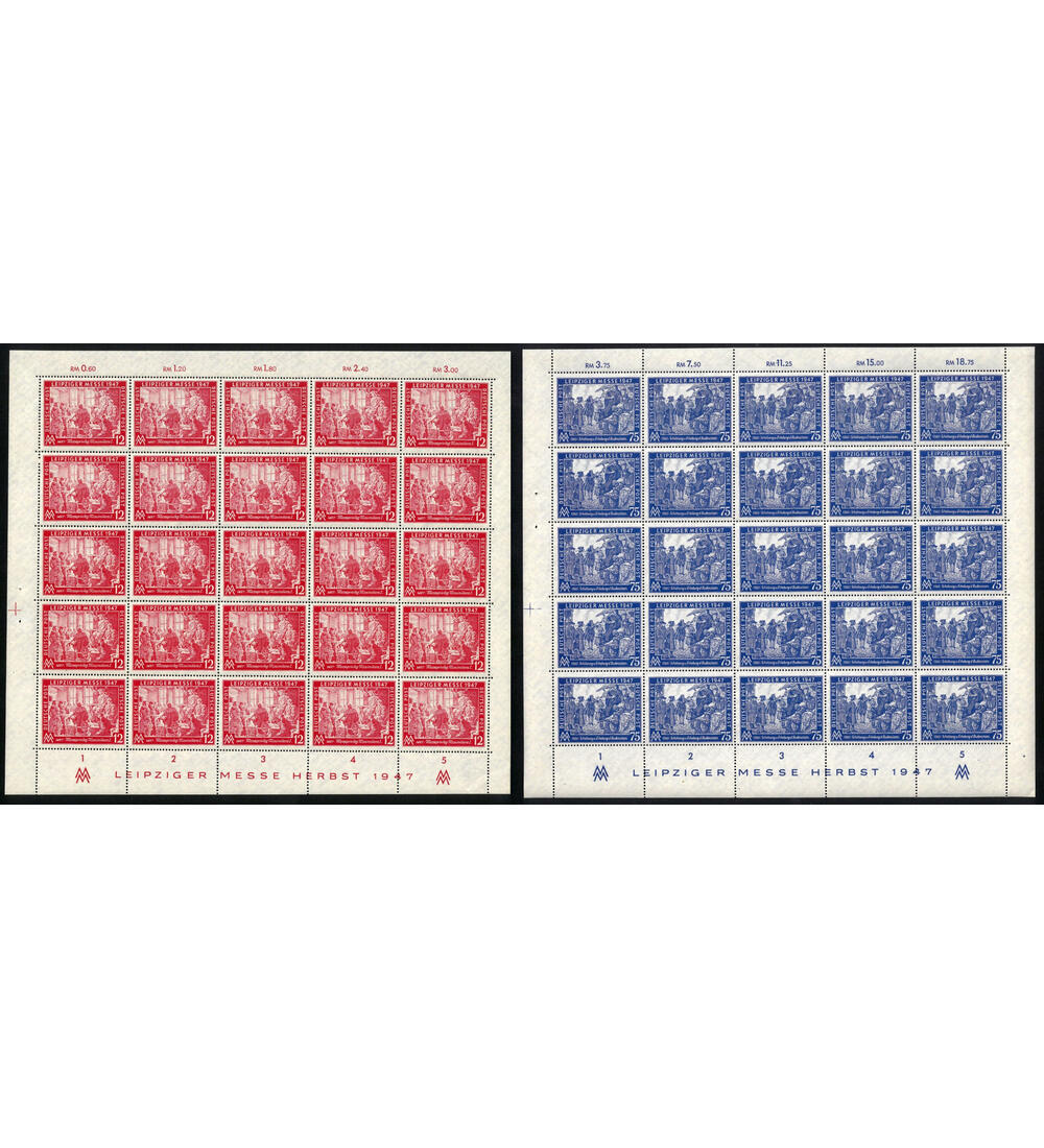 Alliierte Besetzung-Bogensatz Nr. 965-966 postfrisch Leipziger Herbstmesse 1947