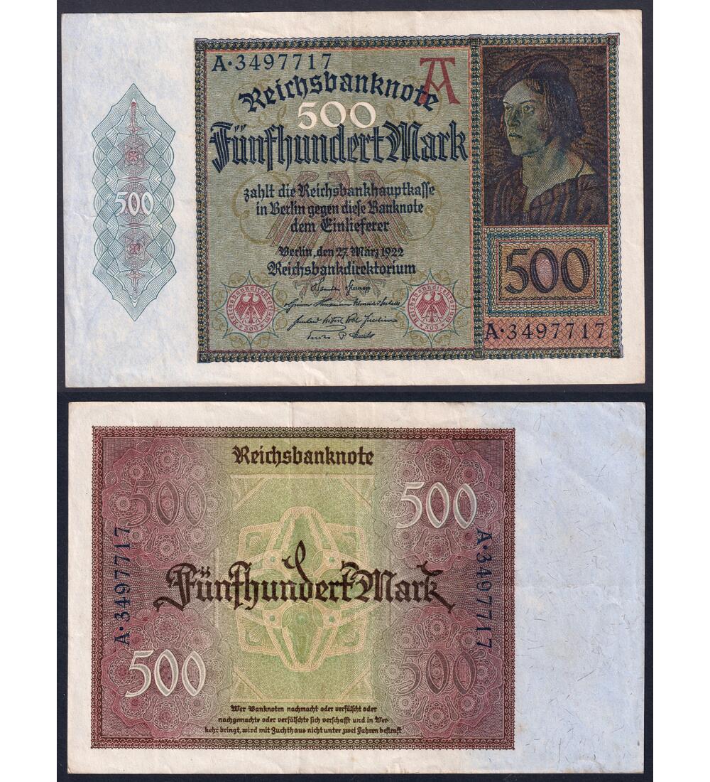 Deutsches Reich                500 Mark - Reichsbanknote      27.3.1922 (R 70)